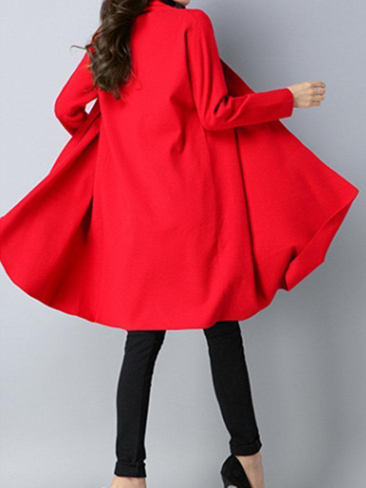 Elegant Women Knitted Long Sleeve Asymmetrical Hem Coats