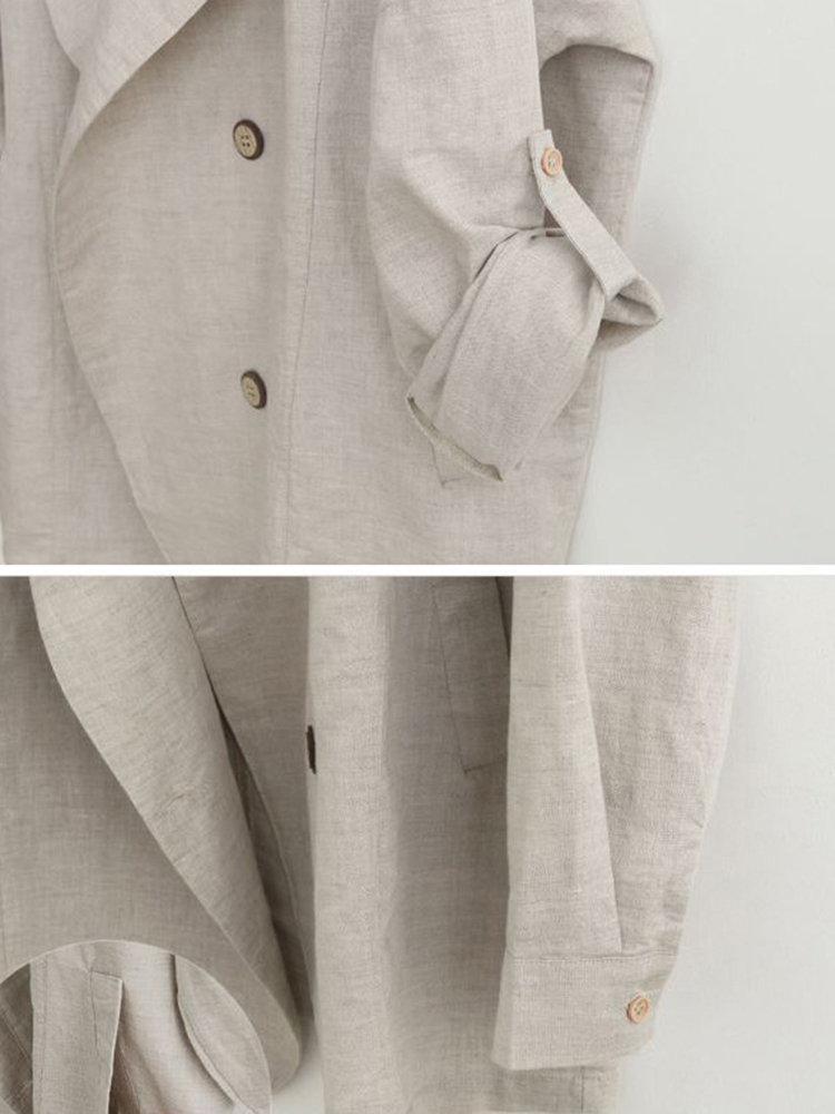 Solid Color Notch Collar Trench Coats