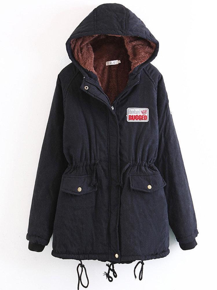 Women Fleece Hooded Autumn Winter Cotton Coat